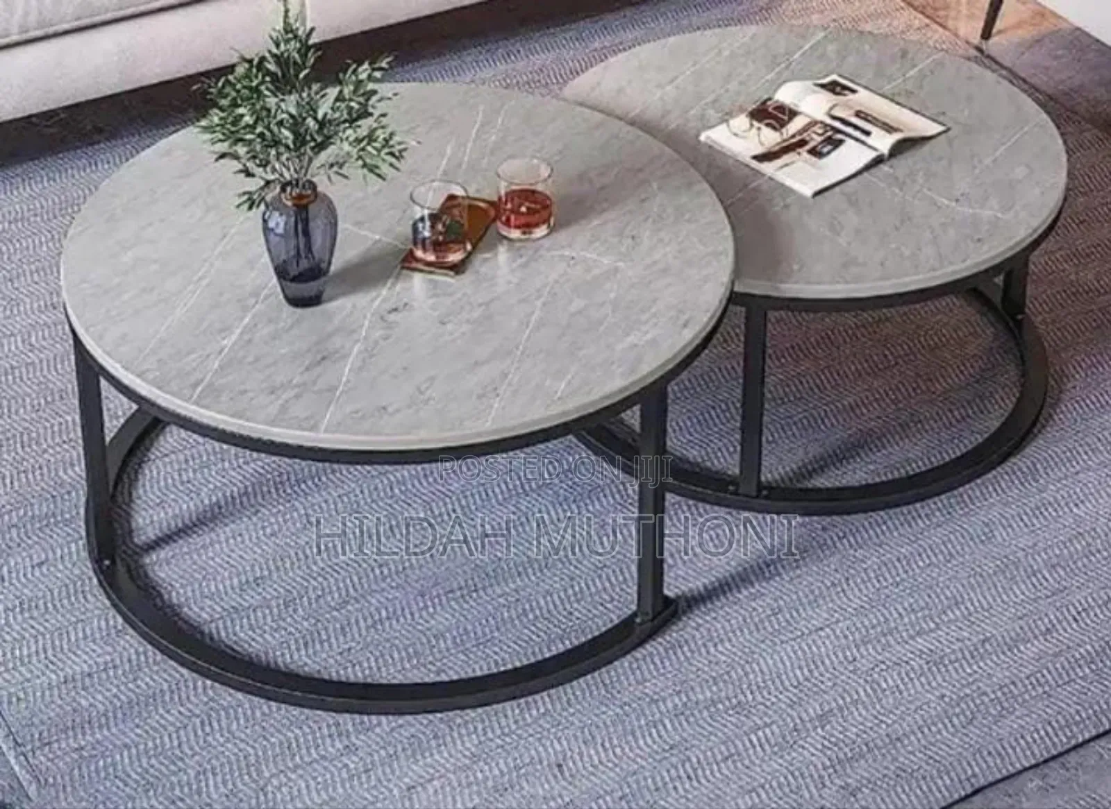 Modern Luxury 2in1 Pure Marble Nesting Tables With Stand