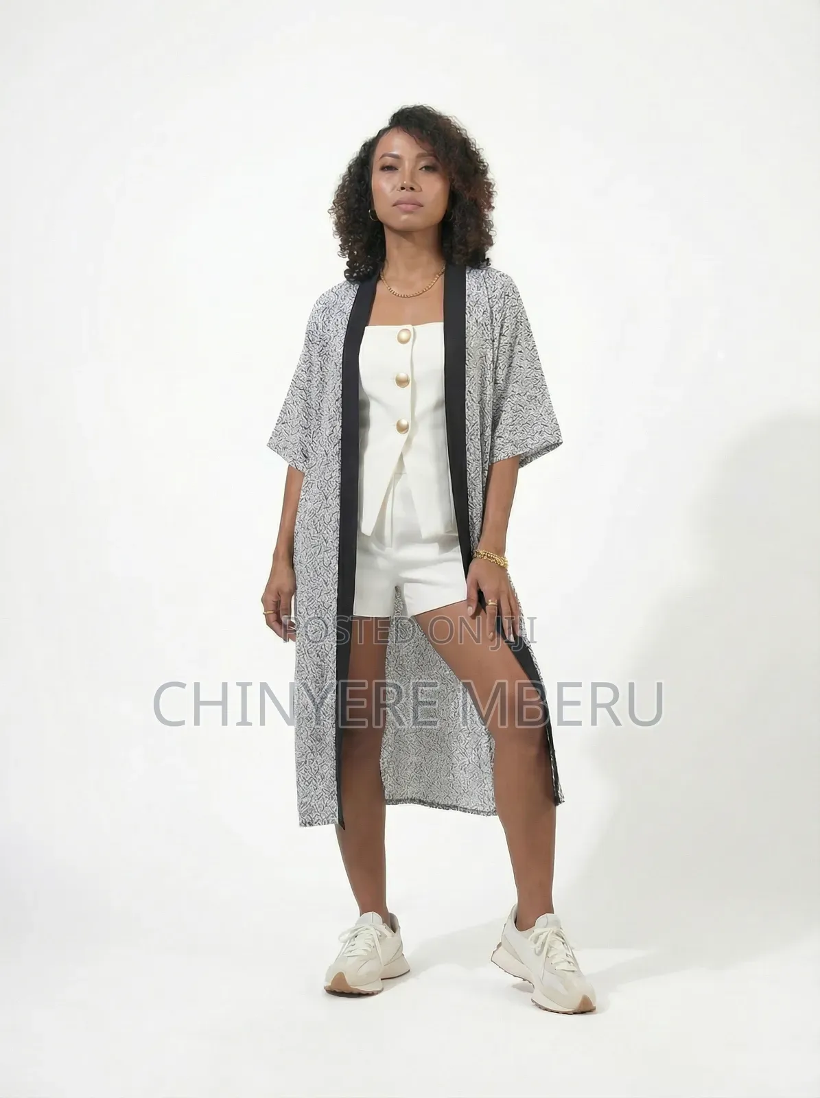 White Kitenge / Ankara Kimono Jacket