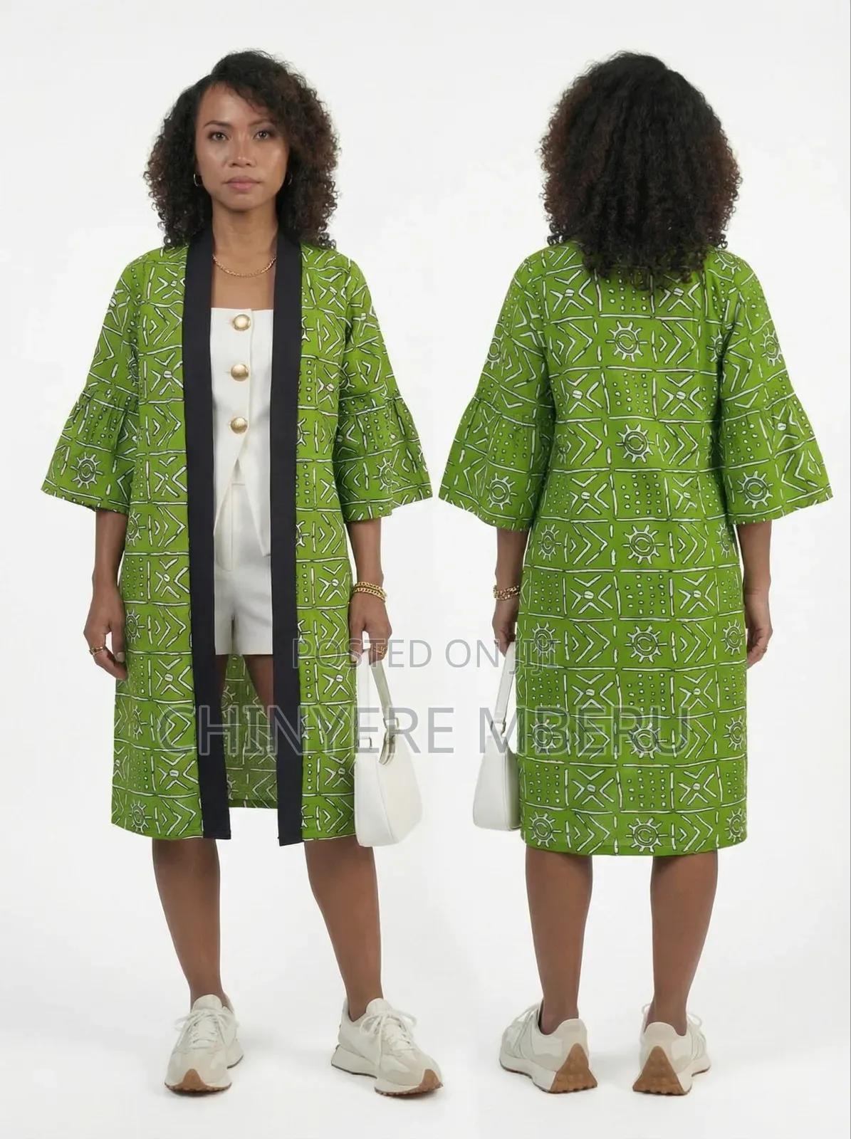 Light Green Kitenge / Ankara Kimono Jacket