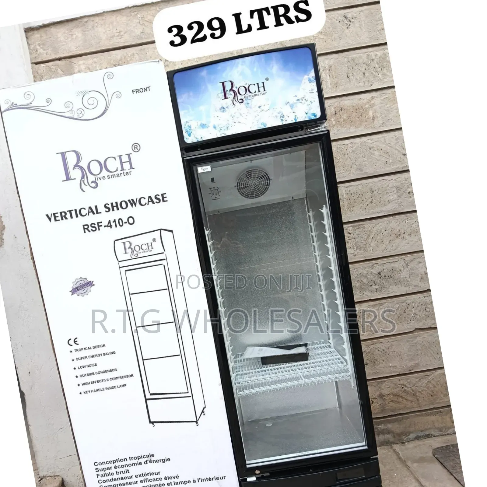 Roch 329 L Upright Showcase Chiller With Glass Door Led Lighting