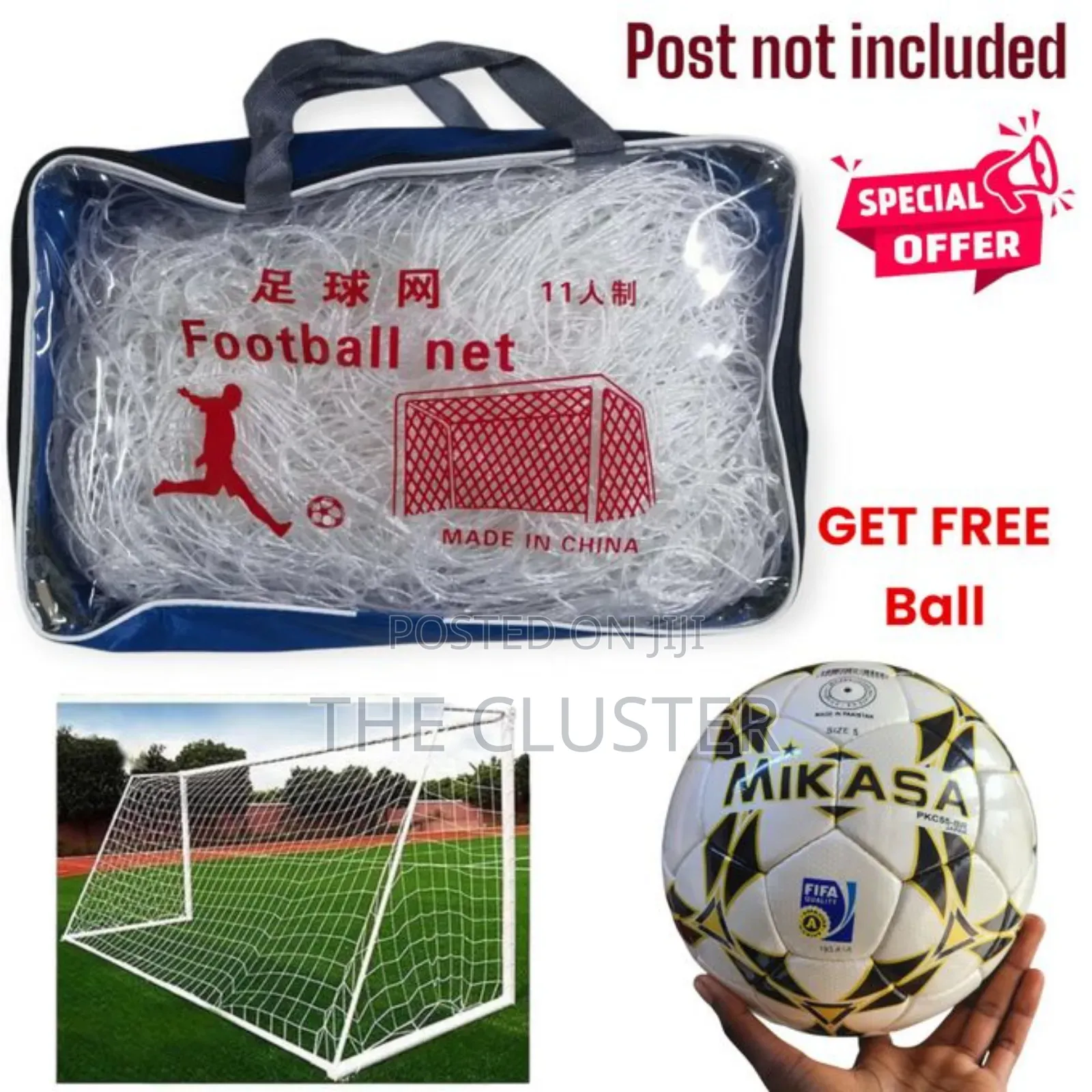 A Pair of Football Net Plus Free Mikasa Ball