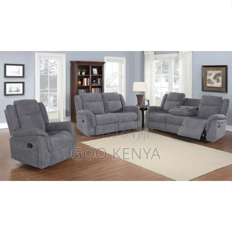 Home Sofa; Premium Comfort 5 Seat Leather Recliner Sofa Set For Family