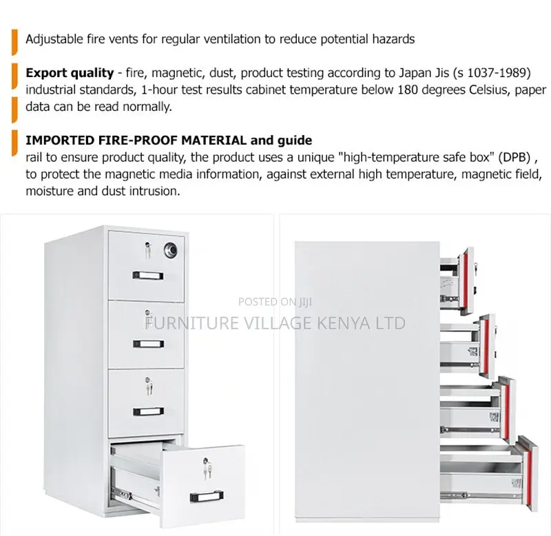 Office Cabinet; 4-drawer Fireproof Safe Office Cabinet