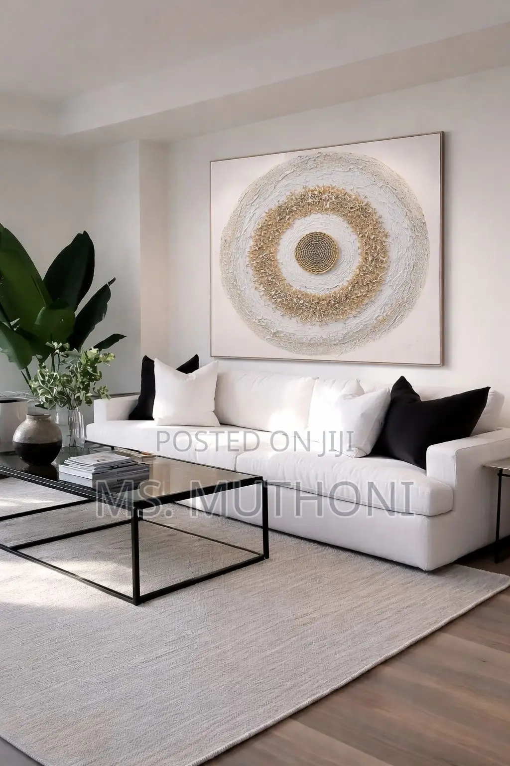Elegant Handmade Circular Textured Wall Art (Size: 102 × 102 Cm)