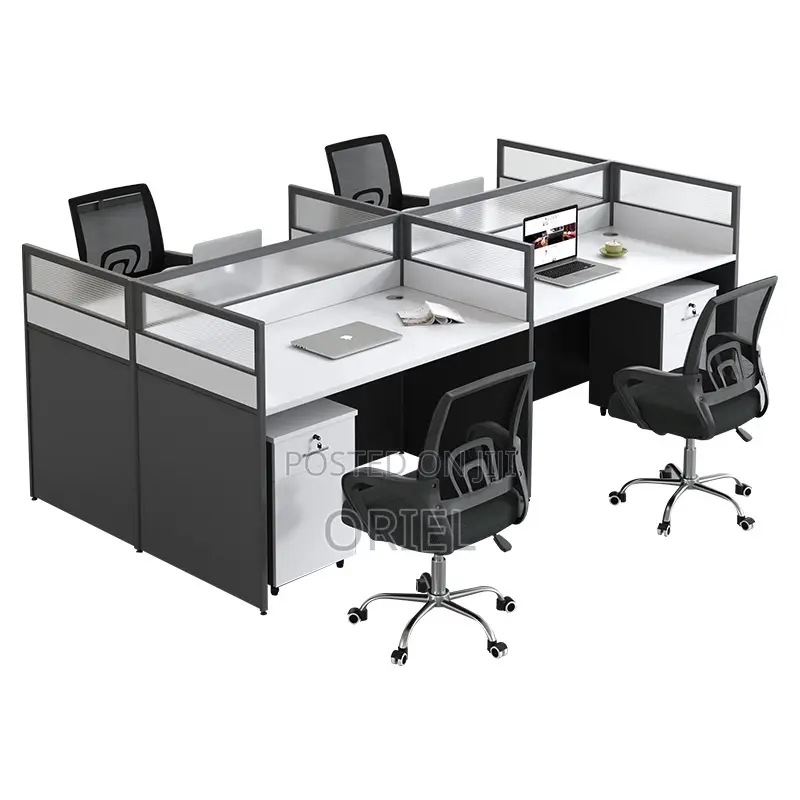 Office Workstation : 4-Way Collaborative Office Working Desk