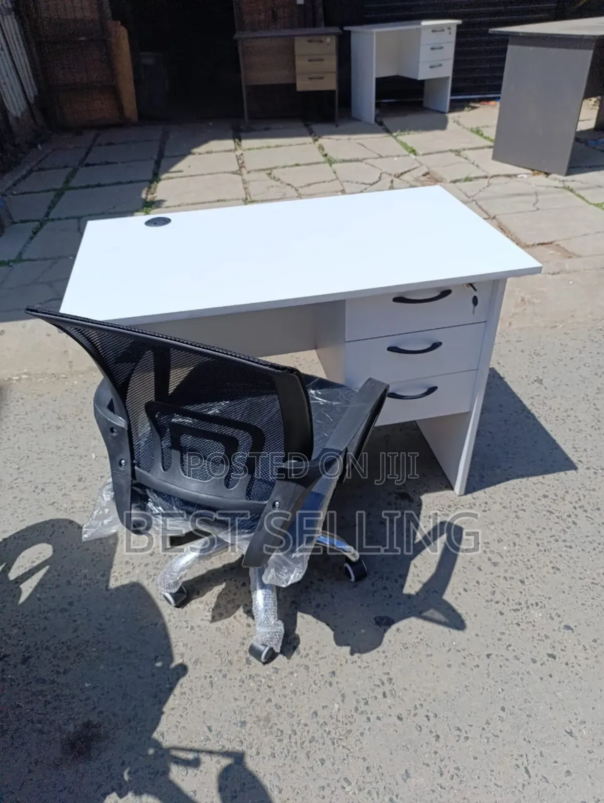 All White 1.2m Office Desk and Chair