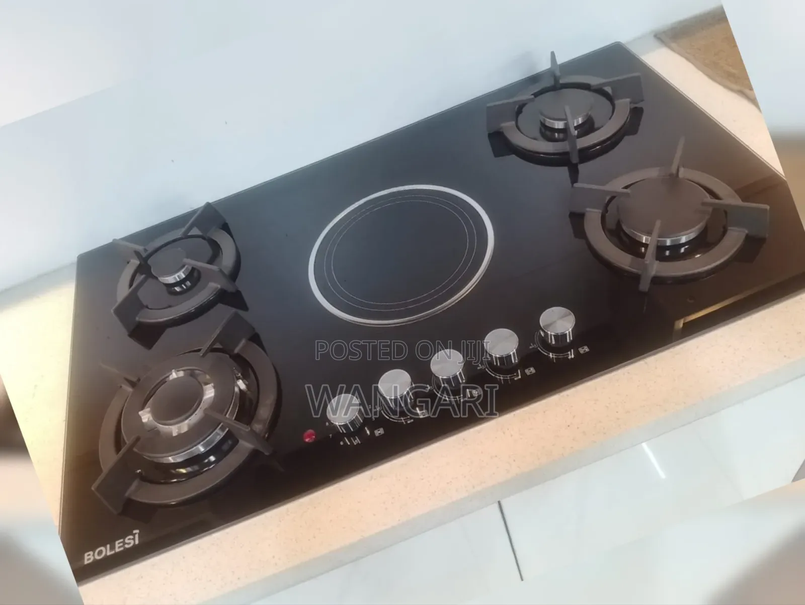 Bolesi Hob Cooker, 4+1 Work Burner Gass Tampered Glass