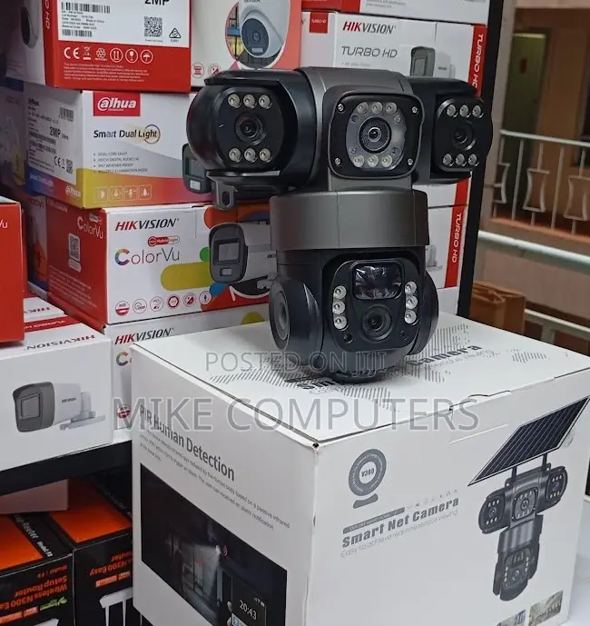 Triple Lens Outdoor Solar PTZ 360 Camera 3 Lens