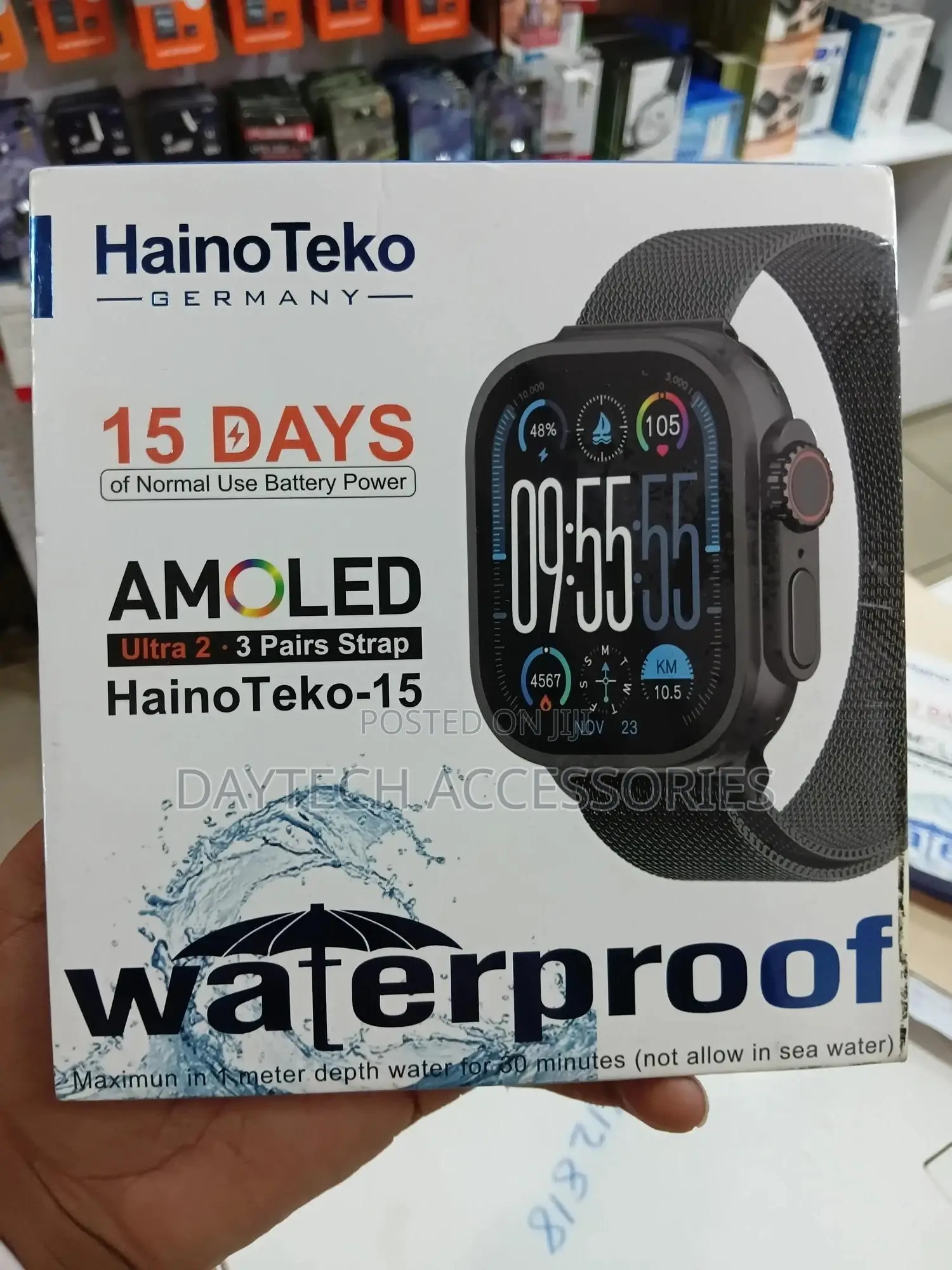 Hainoteko-15 Waterproof Smart Watch With Full Screen Amoled