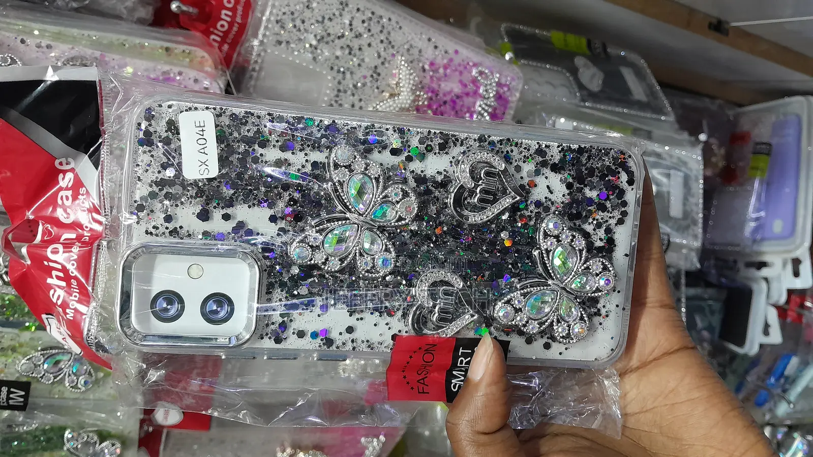 Annyojo Samsung Galaxy A04e Glitter Crystal Buttefly Case