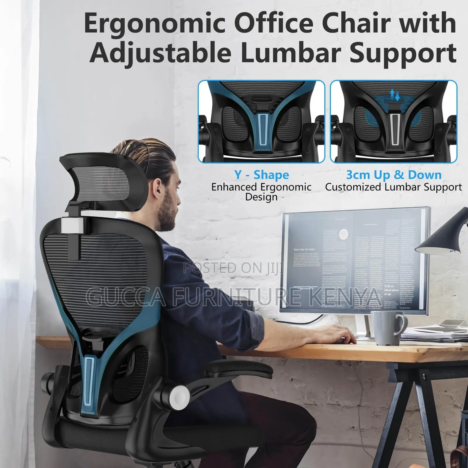 Ergonomic Mesh Office Seat With Flip Arms