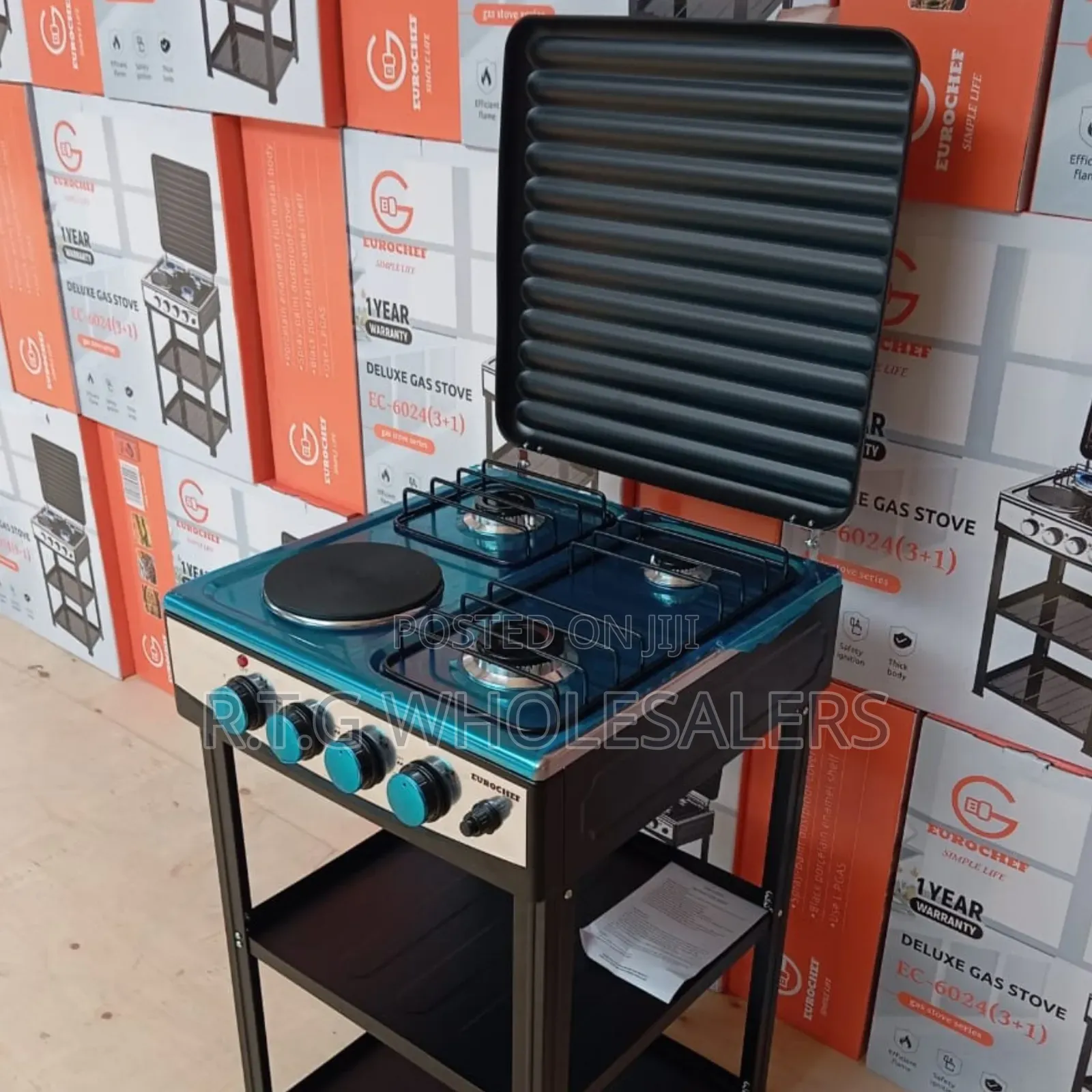 Eurochef 4‐Burner Cooker – 3 Gas 1 Electric With Storage