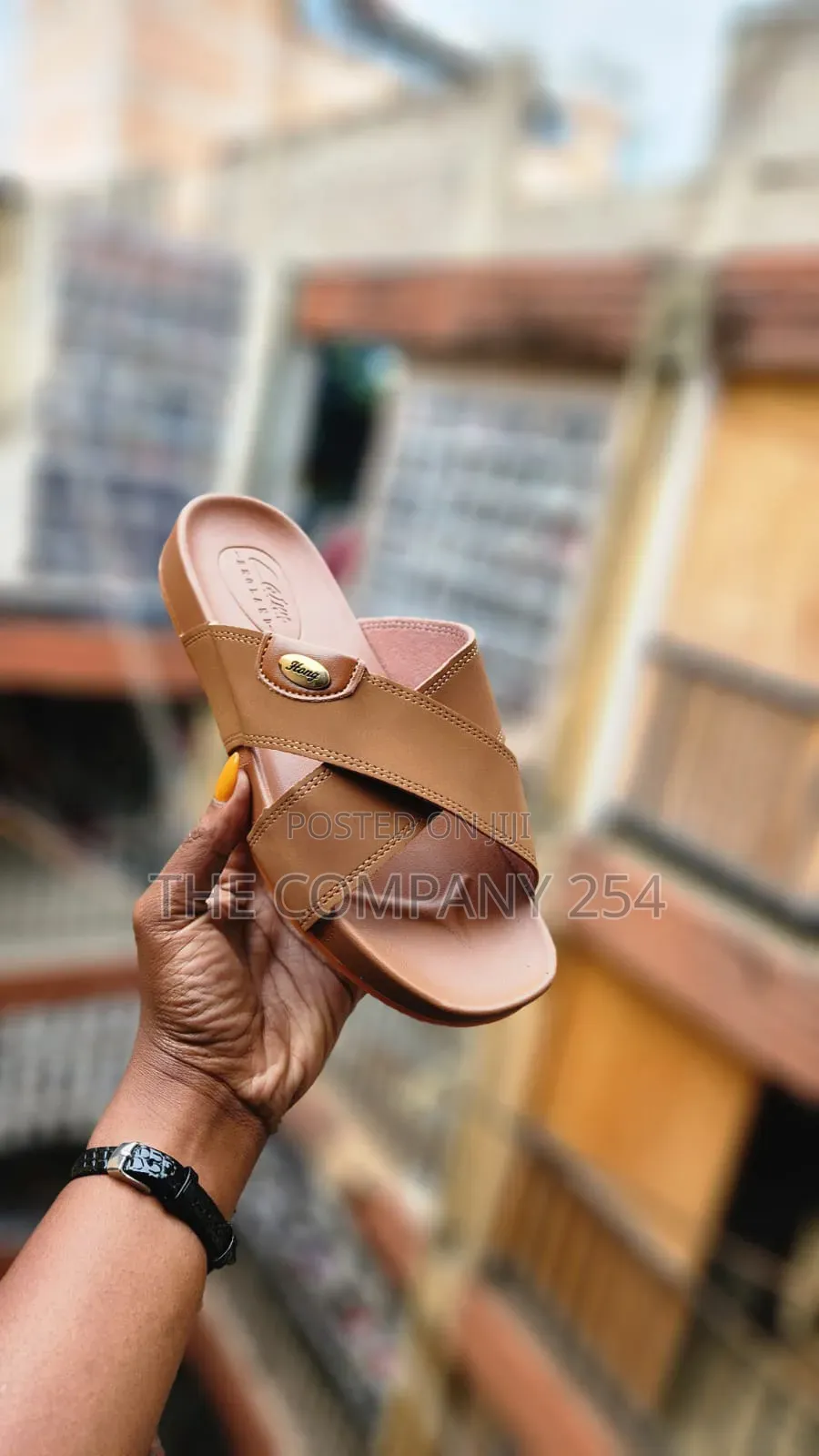 Quality Leather Casual Men Open Slide Shoes