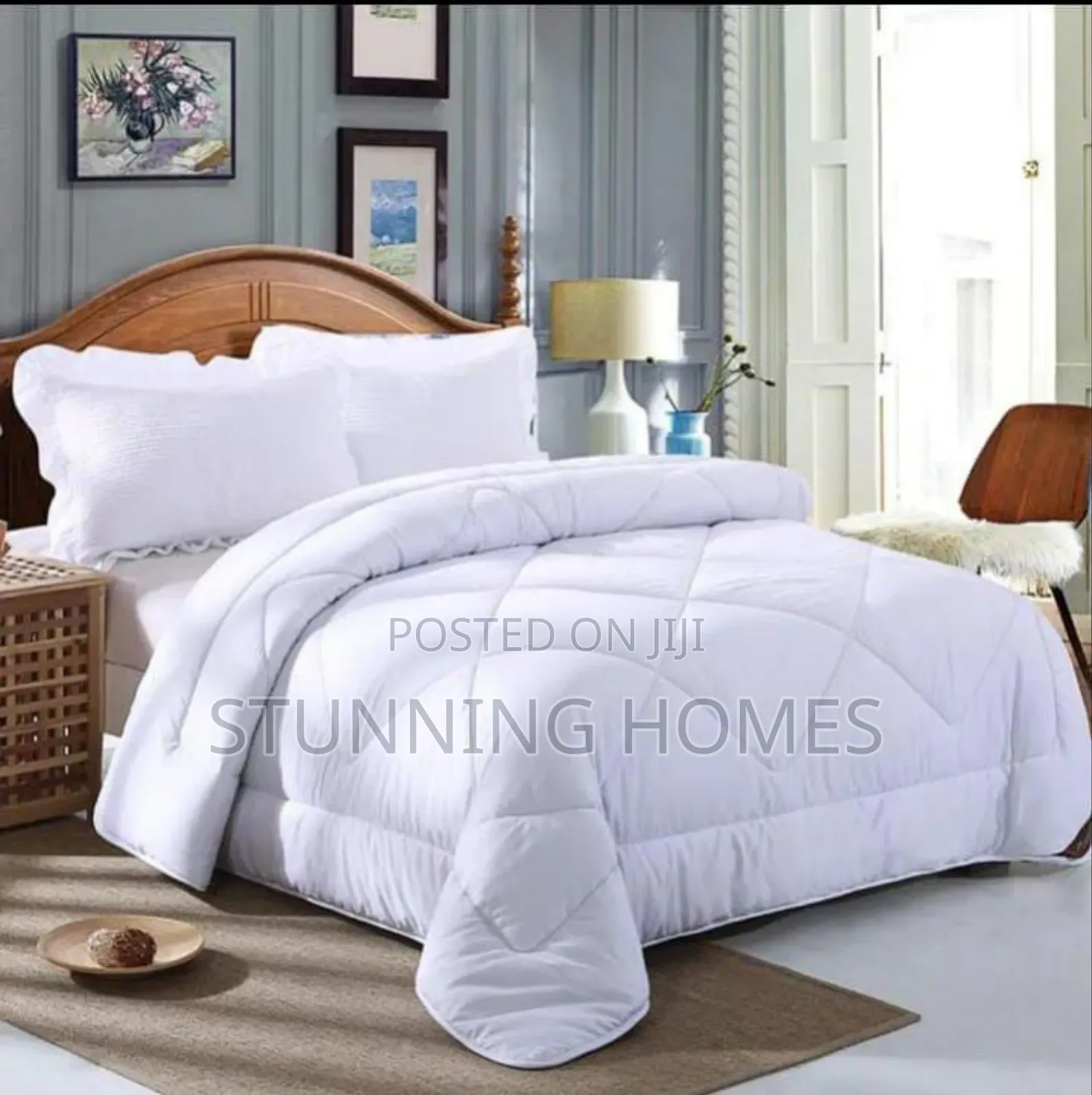 White Binded Stripped Duvet Set