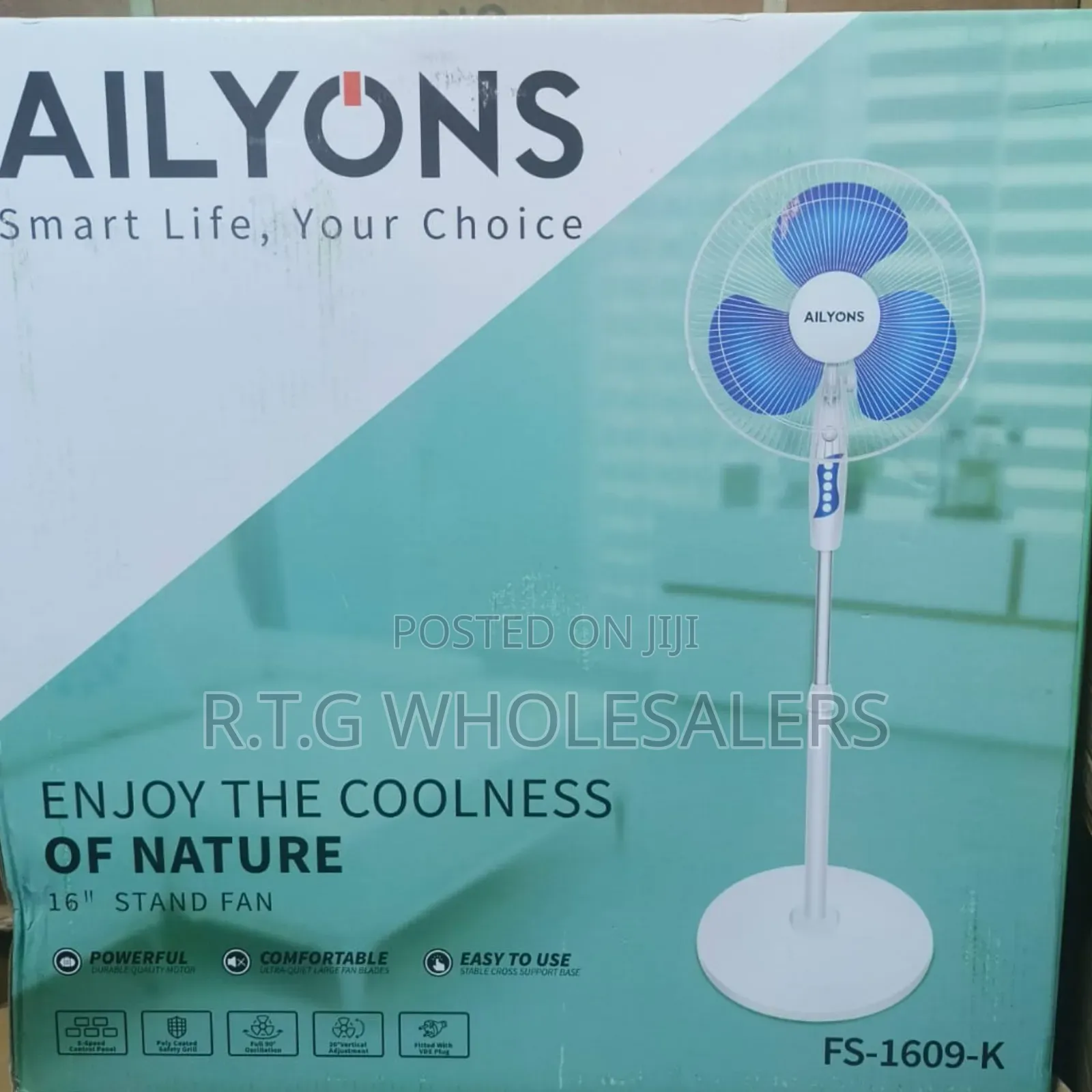 Ailyons 16 Inch Pedestal Fan – Quiet Motor, Adjustable Height