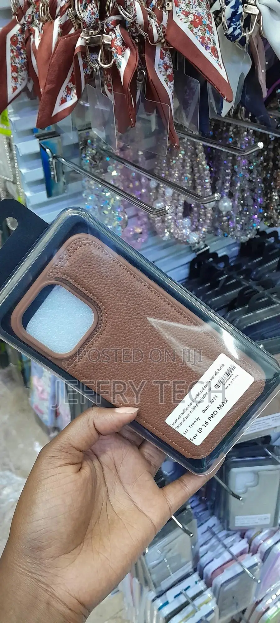 Belemay Compatible With iPhone 16 Pro Max Leather Pu Back Case-Brown