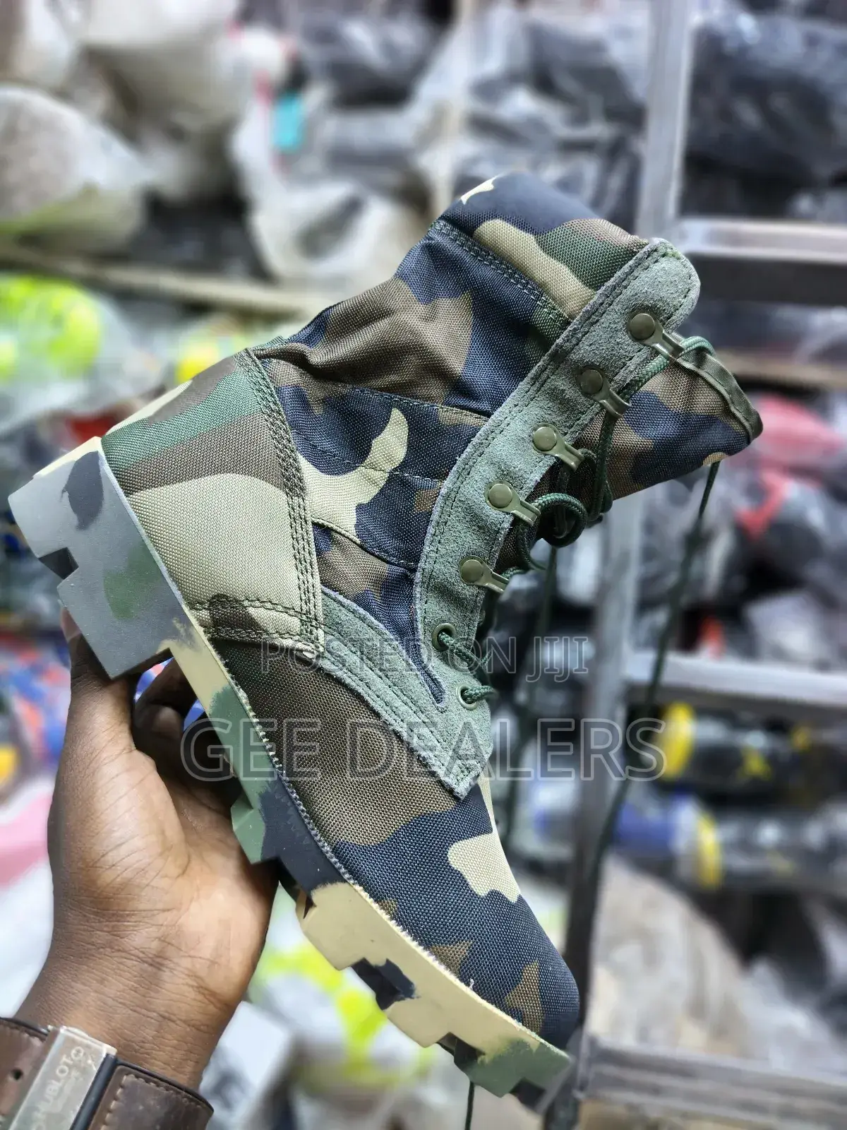 Green Camouflage Military Boots, Jungle Army /Police Boots