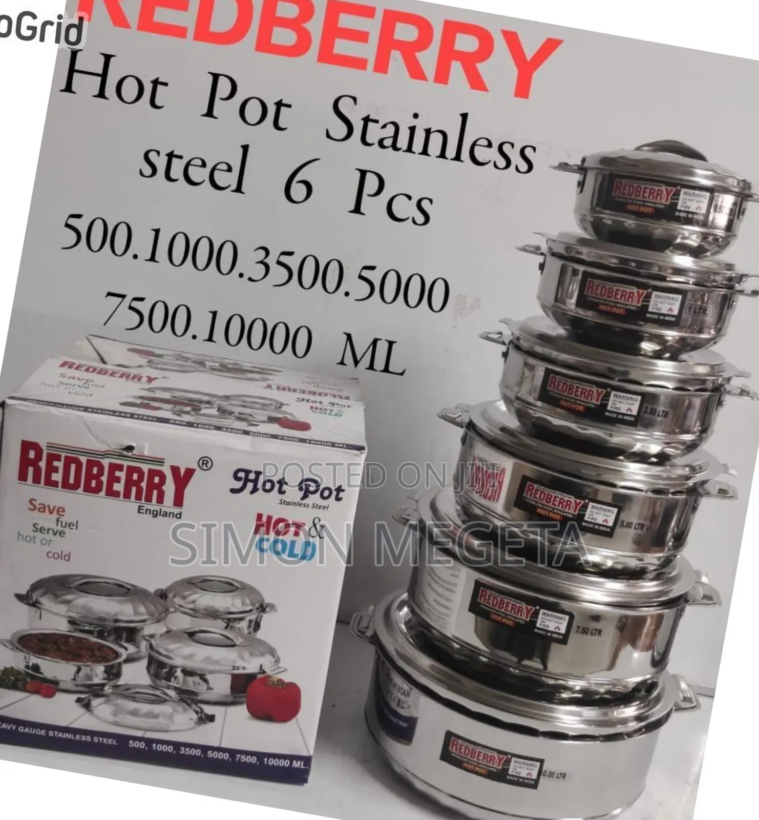 6 Pieces Red Berry Insulated Stainless Steel Hot Pots