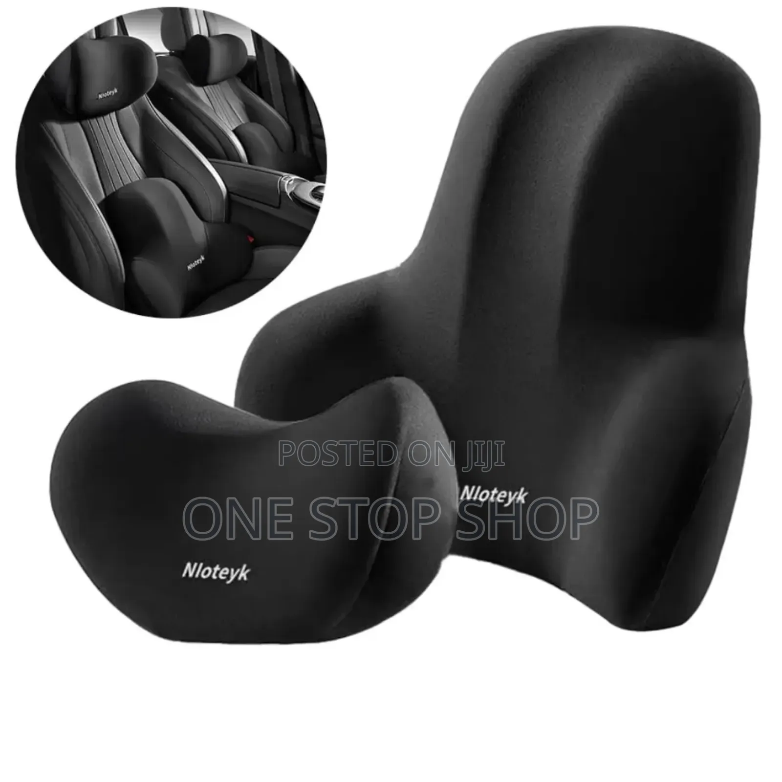 2pcs Car Headrest And Lumbar Support Cushion