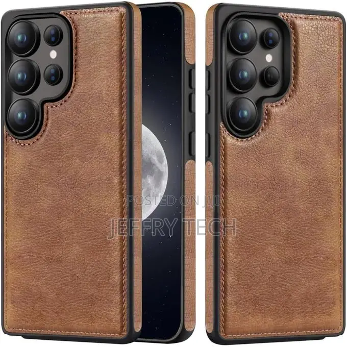 Brown Full Hard Soft Pu Leather Case for Samsung Galaxy S25 Ultra