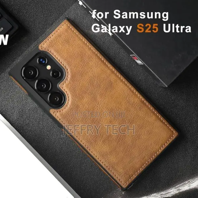 Brown Full Hard Soft Pu Leather Case for Samsung Galaxy S25 Ultra