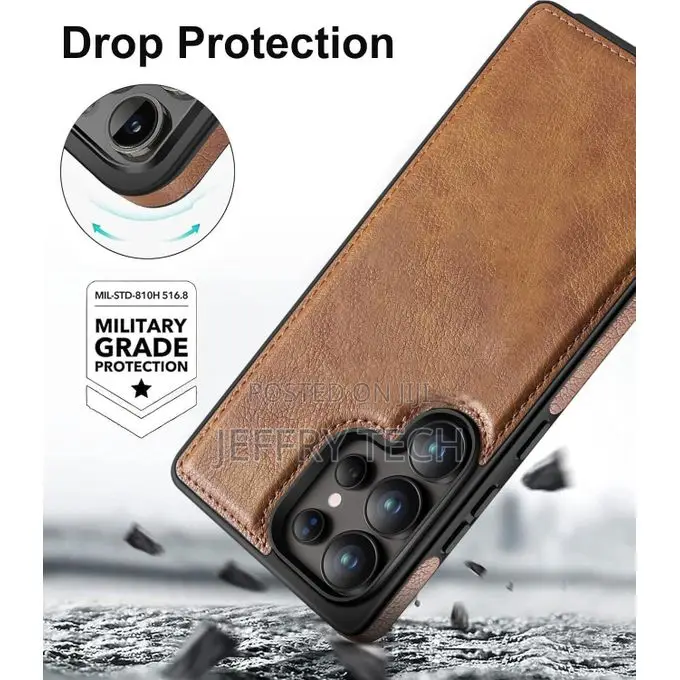 Brown Full Hard Soft Pu Leather Case for Samsung Galaxy S25 Ultra