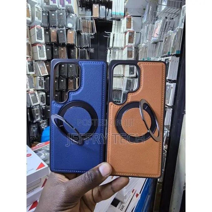 Samsung Galaxy S25 Ultra Magnetic Leather Back Cover With Stand