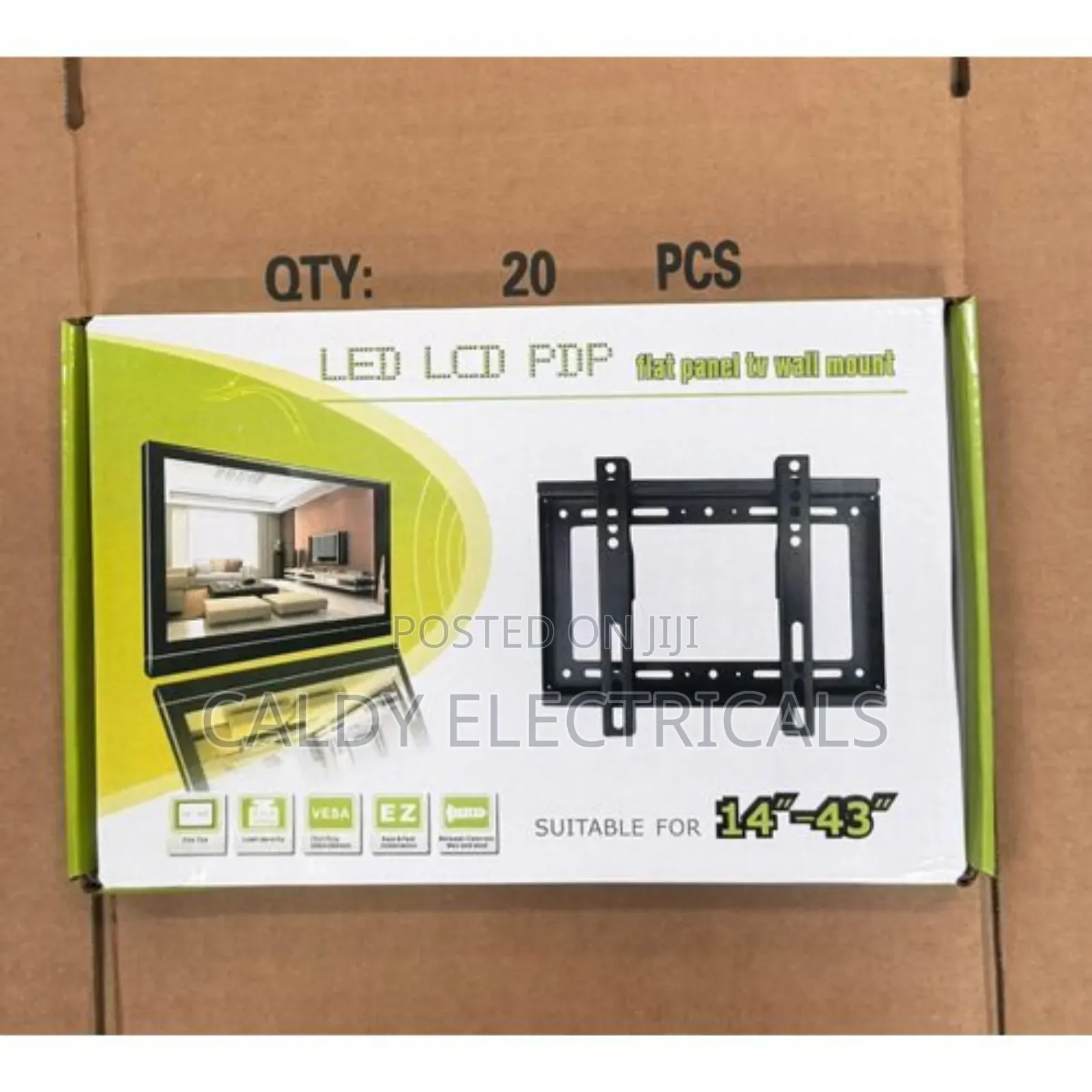 Modern 14"-43"Black Fixed Tv Wall Mount Bracket
