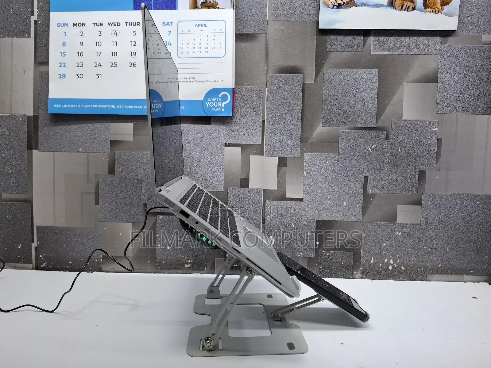 Dual Laptop And Mobile Stand, Foldable Aluminum Riser With Heat-vent