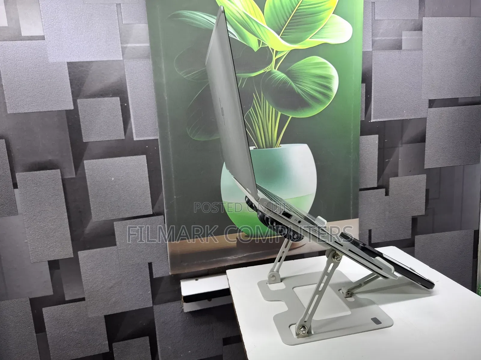 Dual Laptop And Mobile Stand, Foldable Aluminum Riser With Heat-vent