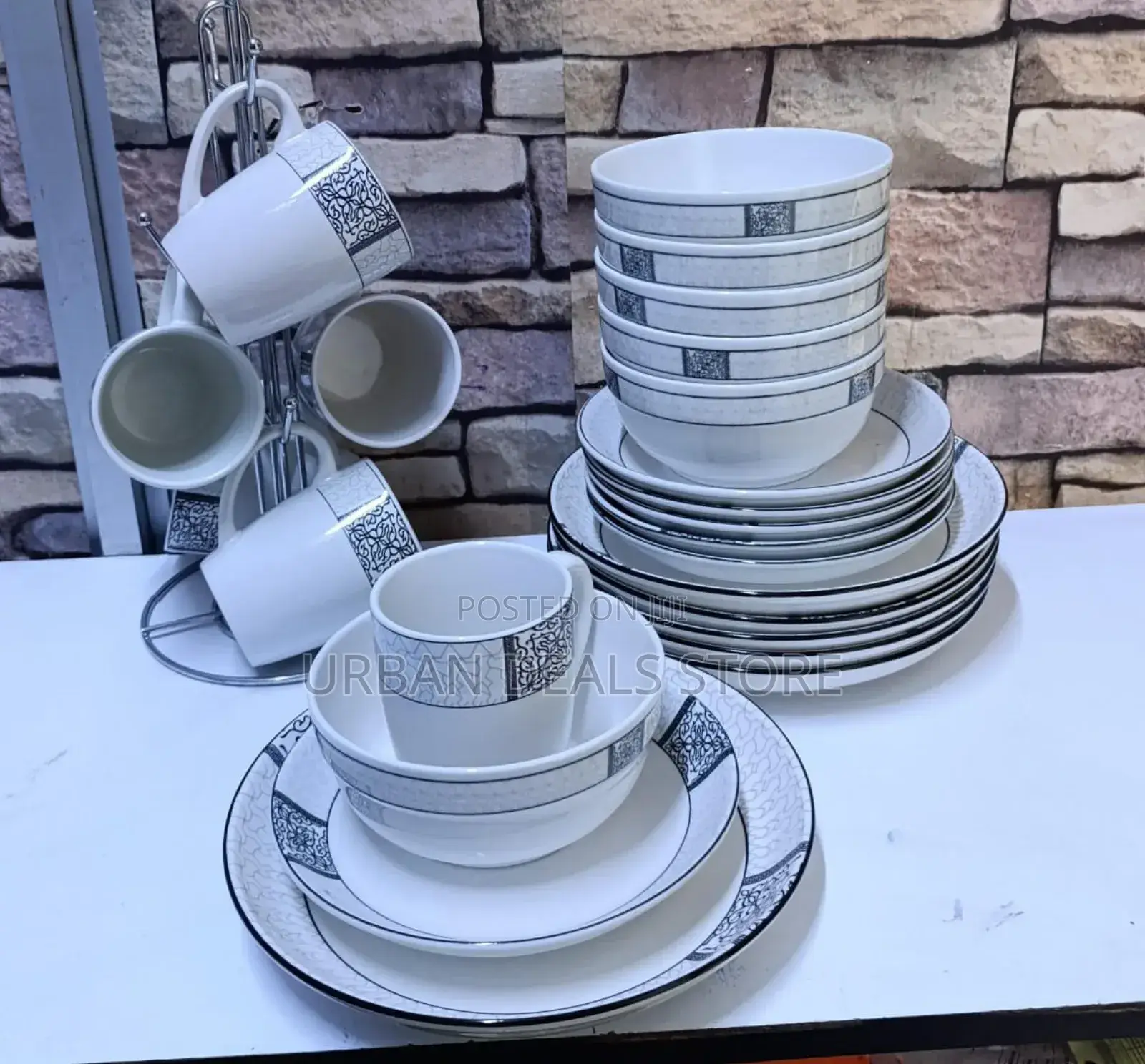 24 PCS Stylish Opal Dinnerset 6 Plates 6 Side Plates 6 Bowls6 Cups