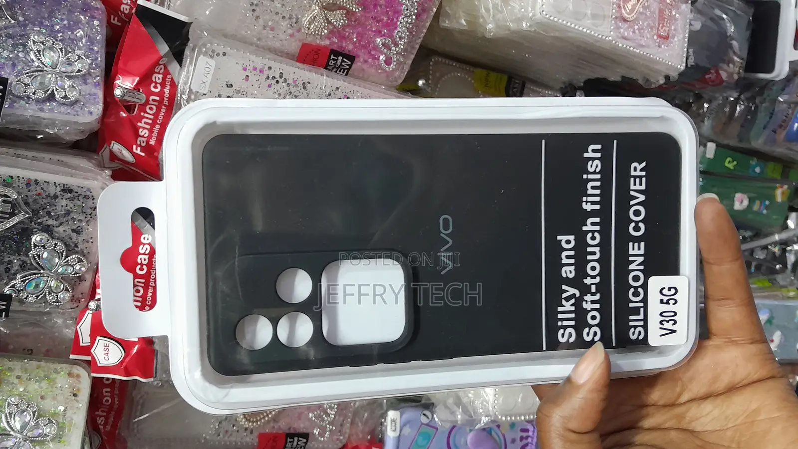 Wecko Silicone Case With Cloth Linning for Vivo V30 -Black