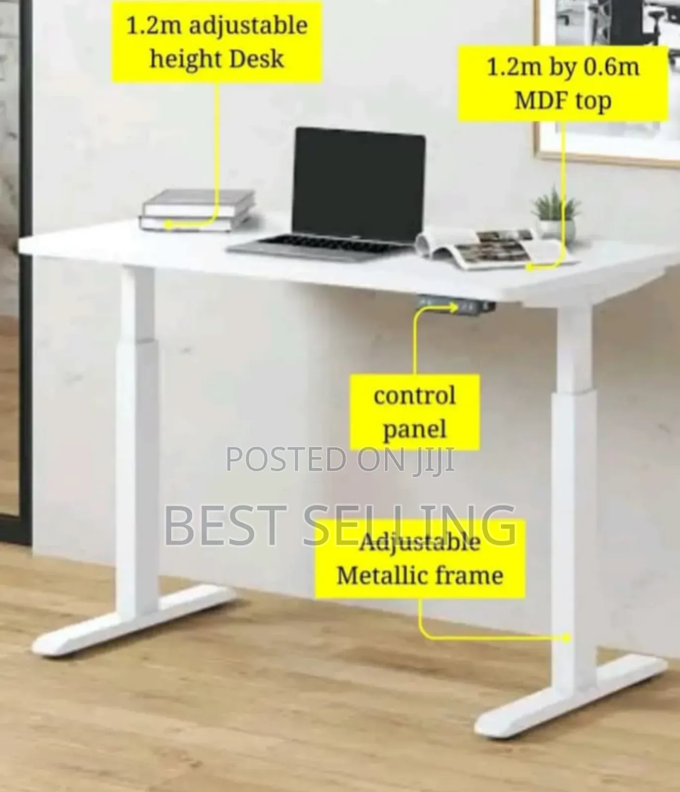 Labeled White Adjustable Electric Table