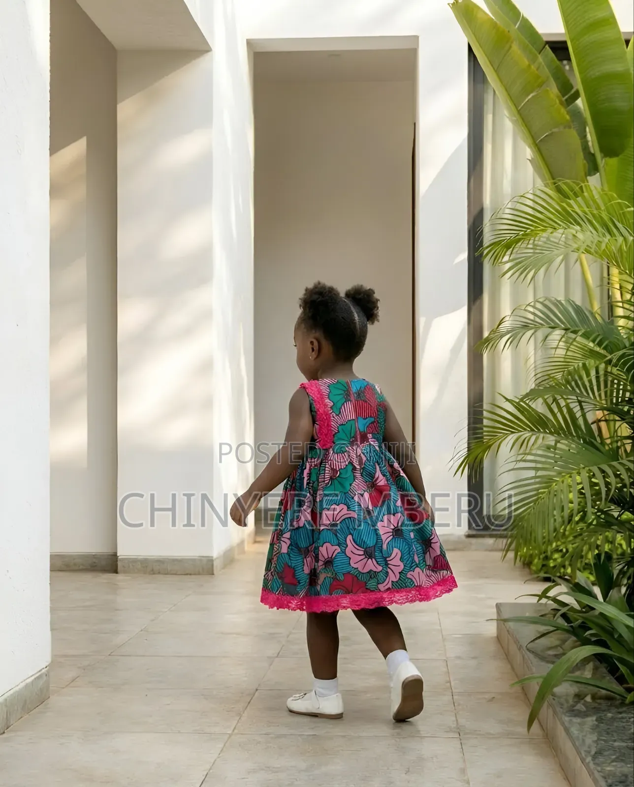 Ankara Gathered Girls Dress