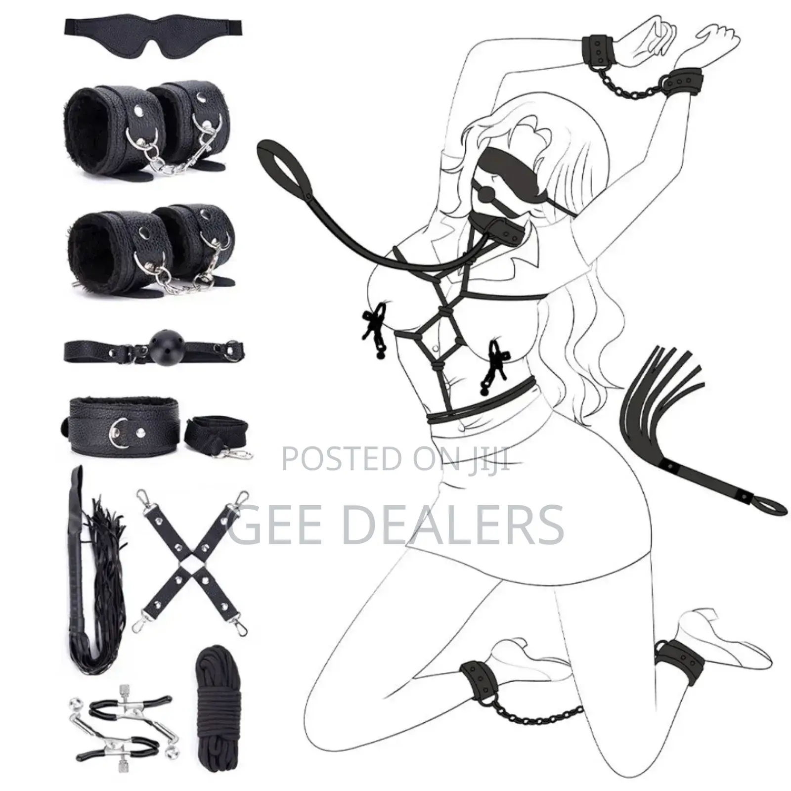 10pcs Pack Bondage Restraints Bdsm Adult Sex Toys Pu Leather Fetish