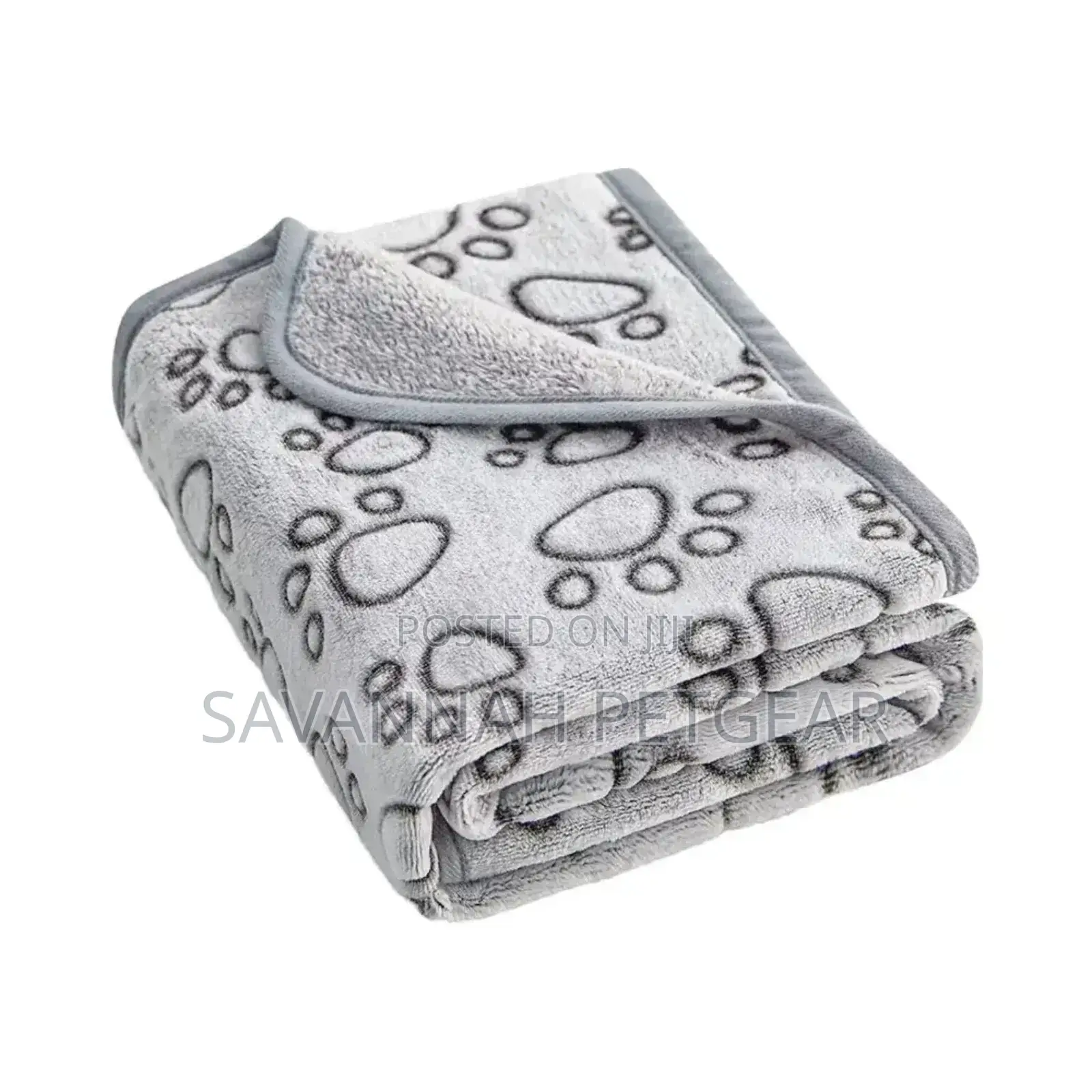 Pawprint Microplush Dog Cat Blanket, Grey - Large Size