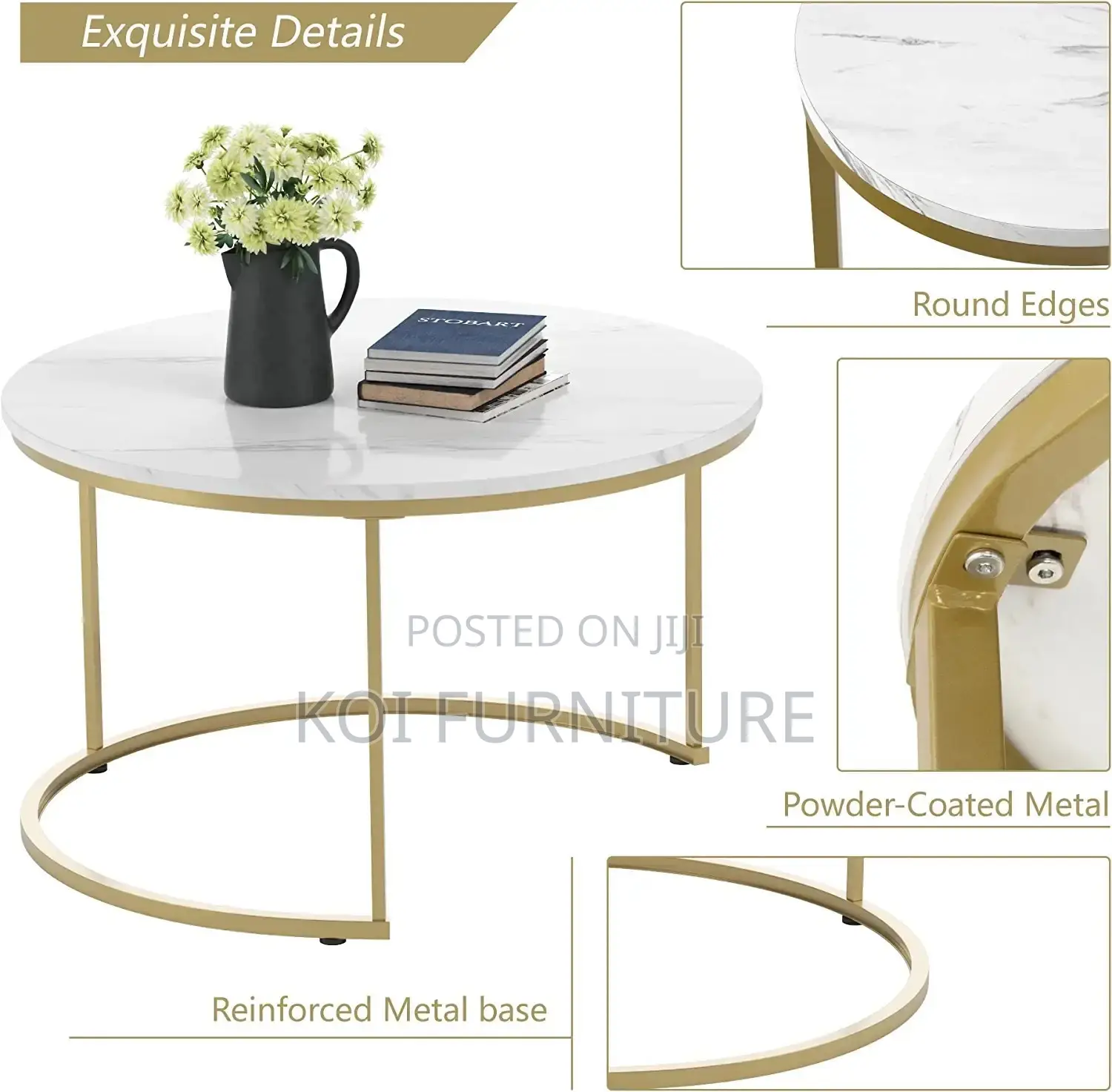 Coffee Table; Study Pair Marble Coffee Table