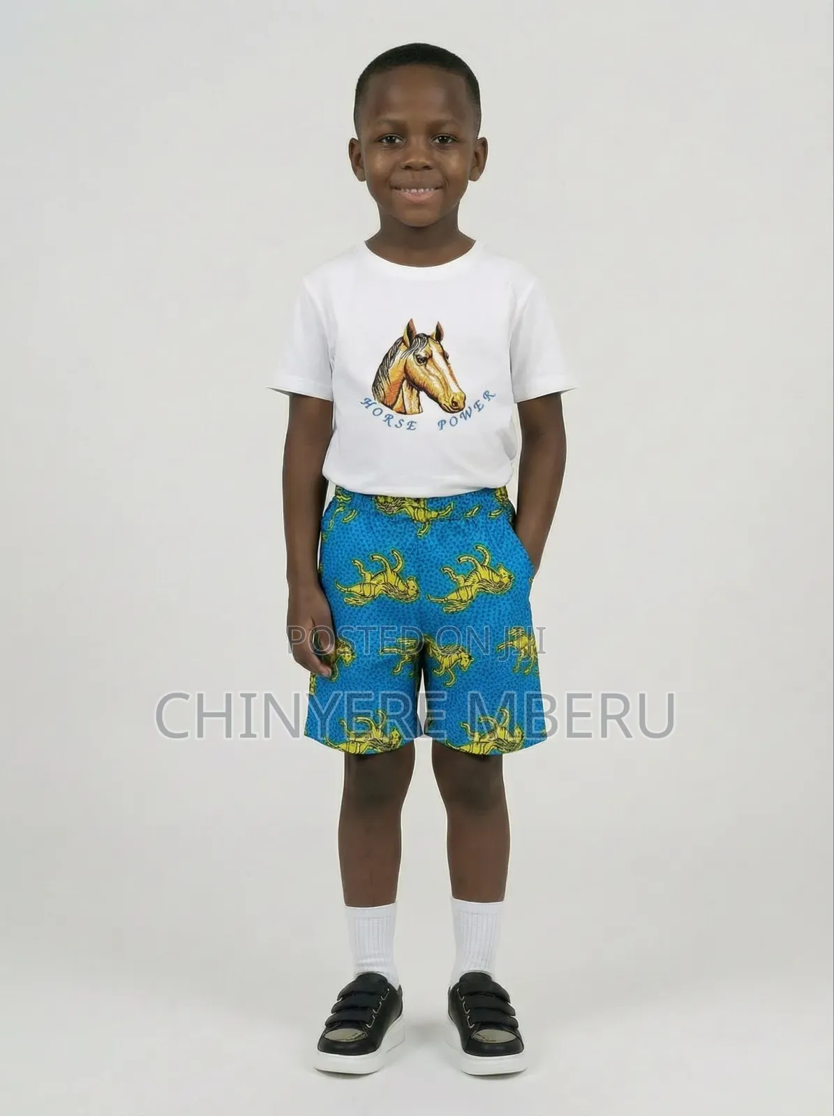 Horse Embroidered Unisex Children's Shirt Shorts Set
