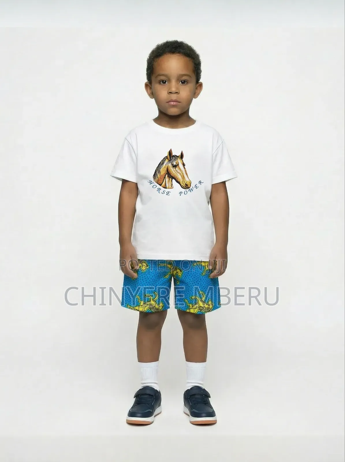 Horse Embroidered Unisex Children's Shirt Shorts Set