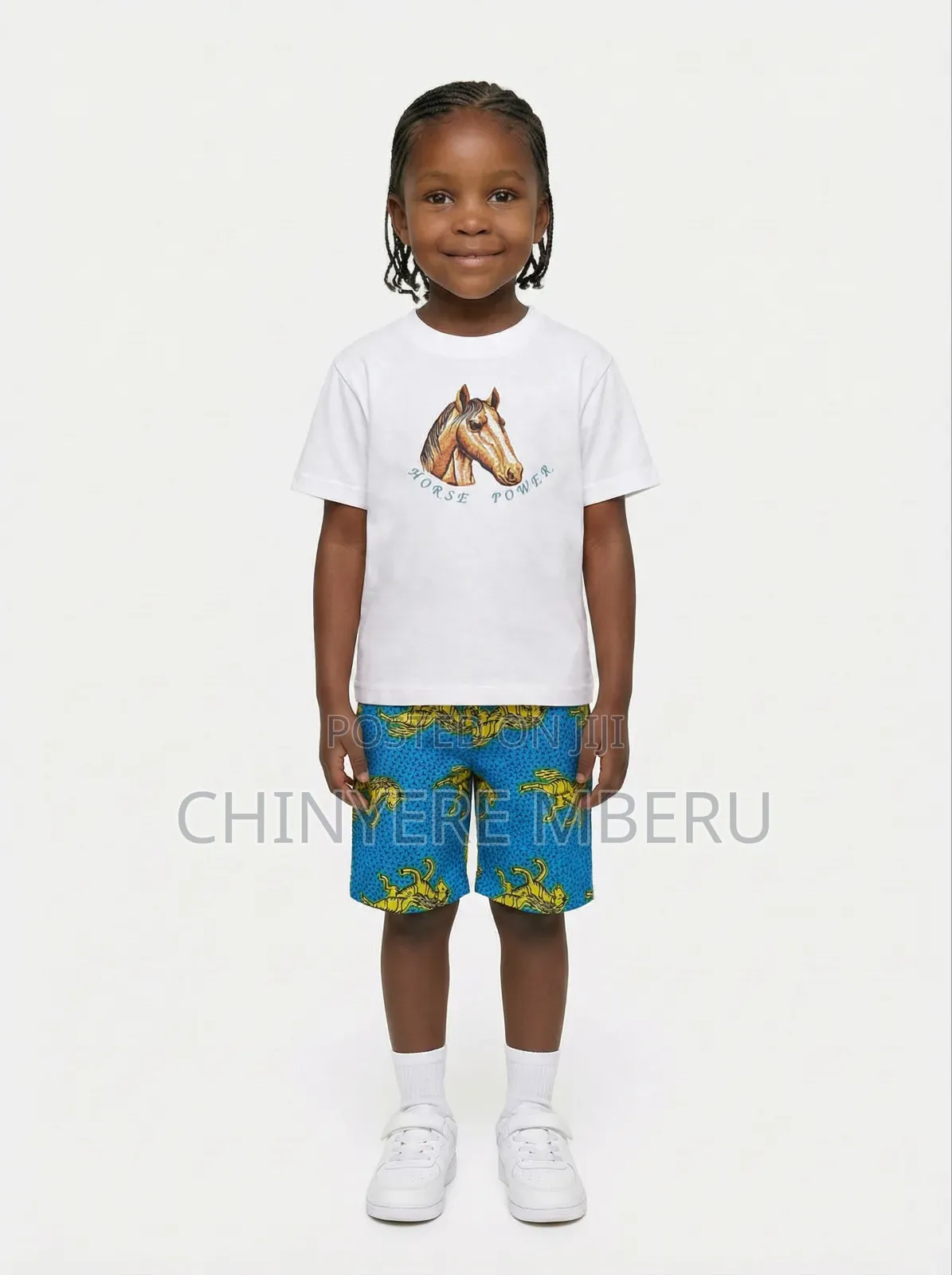 Horse Embroidered Unisex Children's Shirt Shorts Set