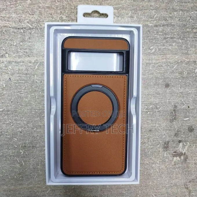 Google Pixel 8 Black Pu Leather Case With Ring Kickstand Compatible Wi