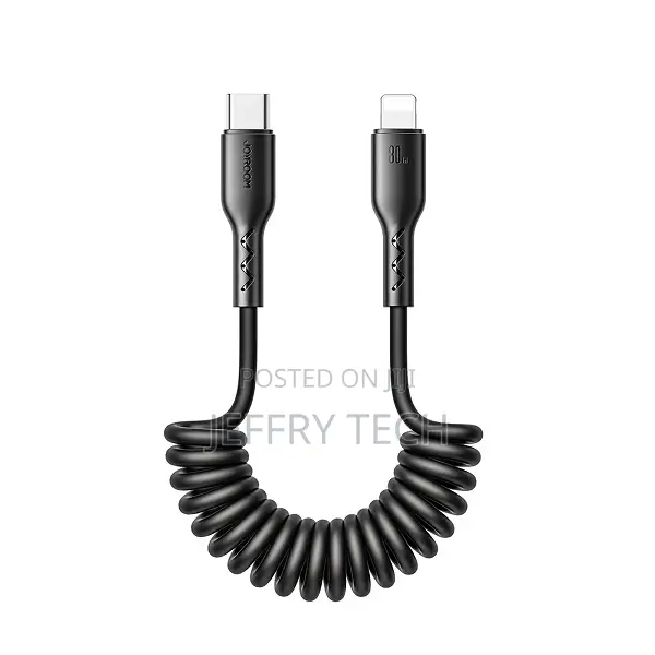 Coiled Fast Charging Data Cable for Car (Type-C to Type-C/Pd) 1.5m-