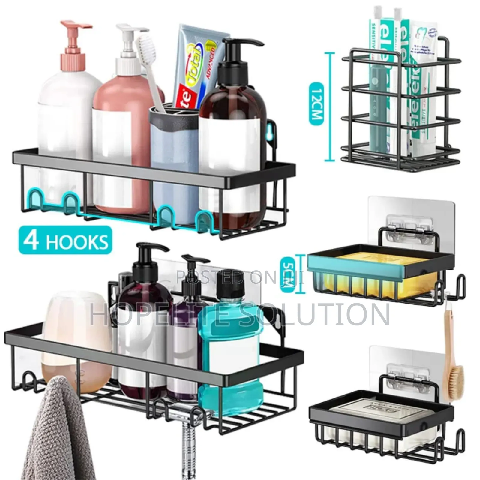 Multipurpose 5pcs Set Rectangular Shower Caddy