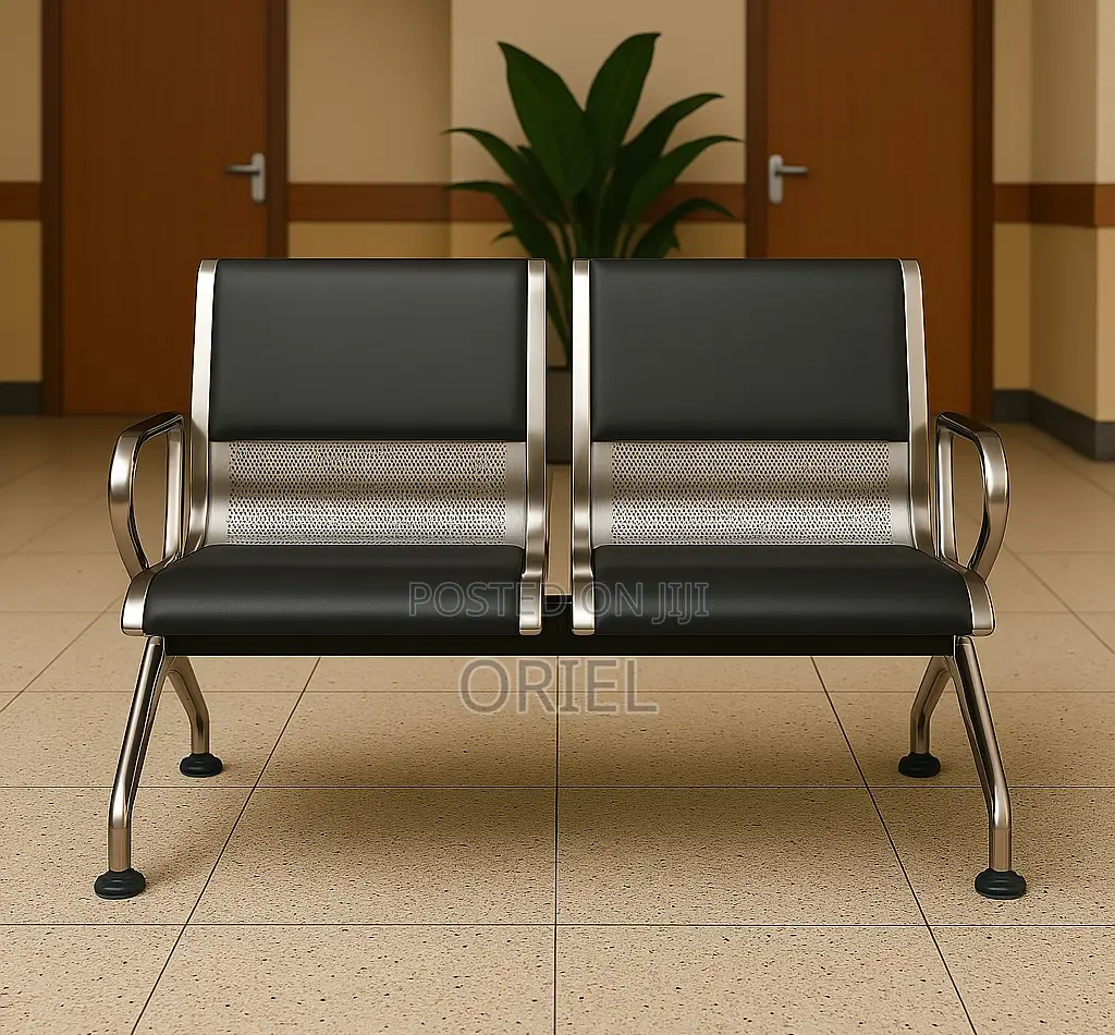 Modern Office Bench : 2-Seater Padded Office Reception Waiting Bench