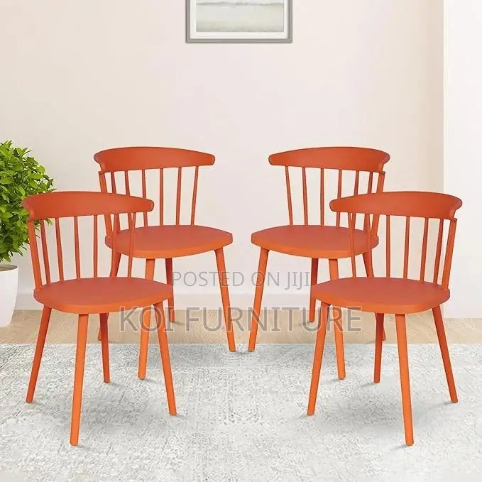 Dining Chairs; Orange Plastic Outdoor Dining Chair