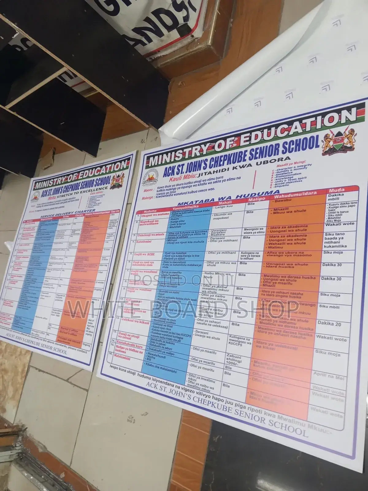 Abs Printed School Service Charters 4ft X 4ft for Records