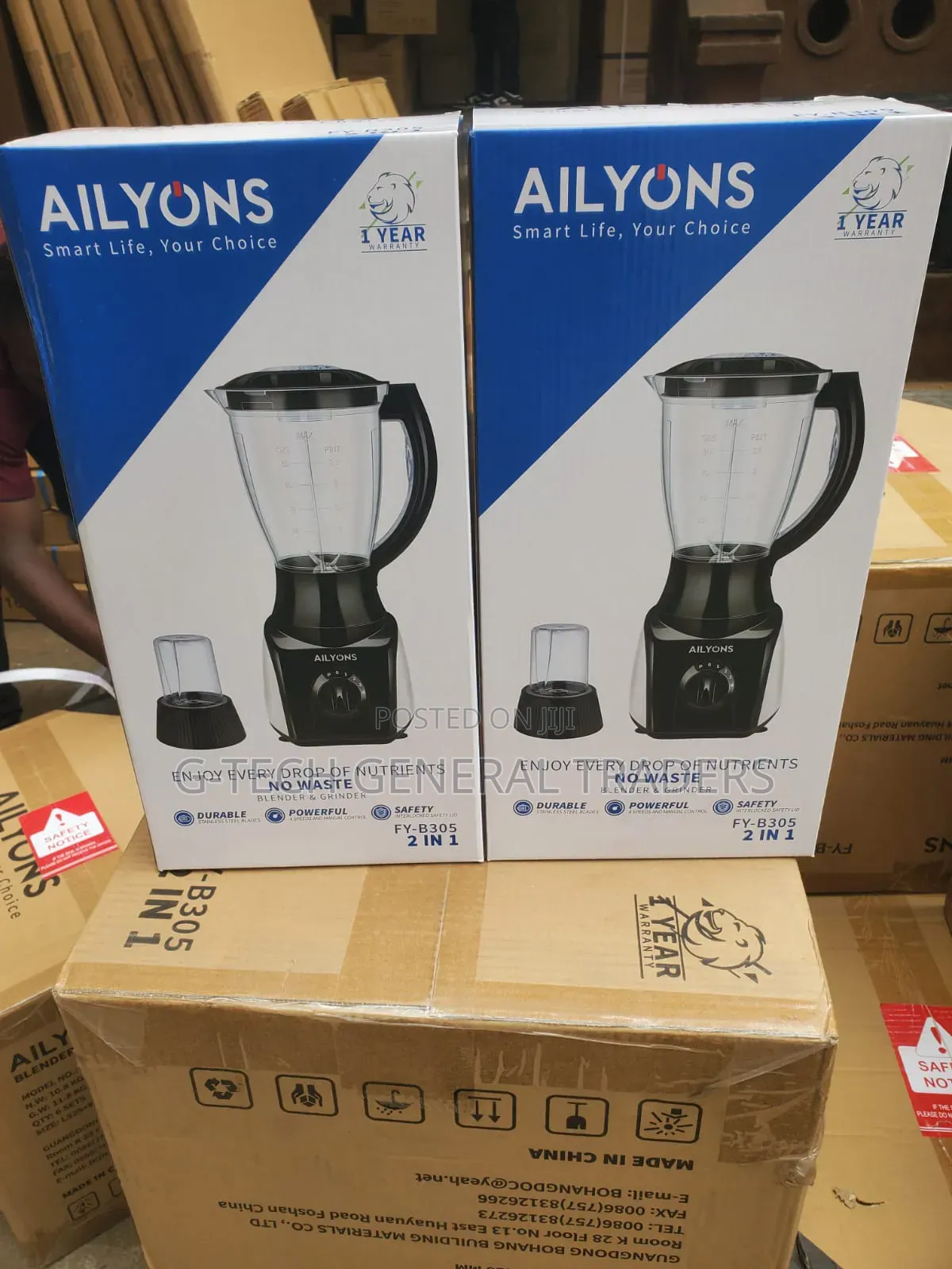 Ailyons 2in1 Heavy Duty Blender With A Grinder