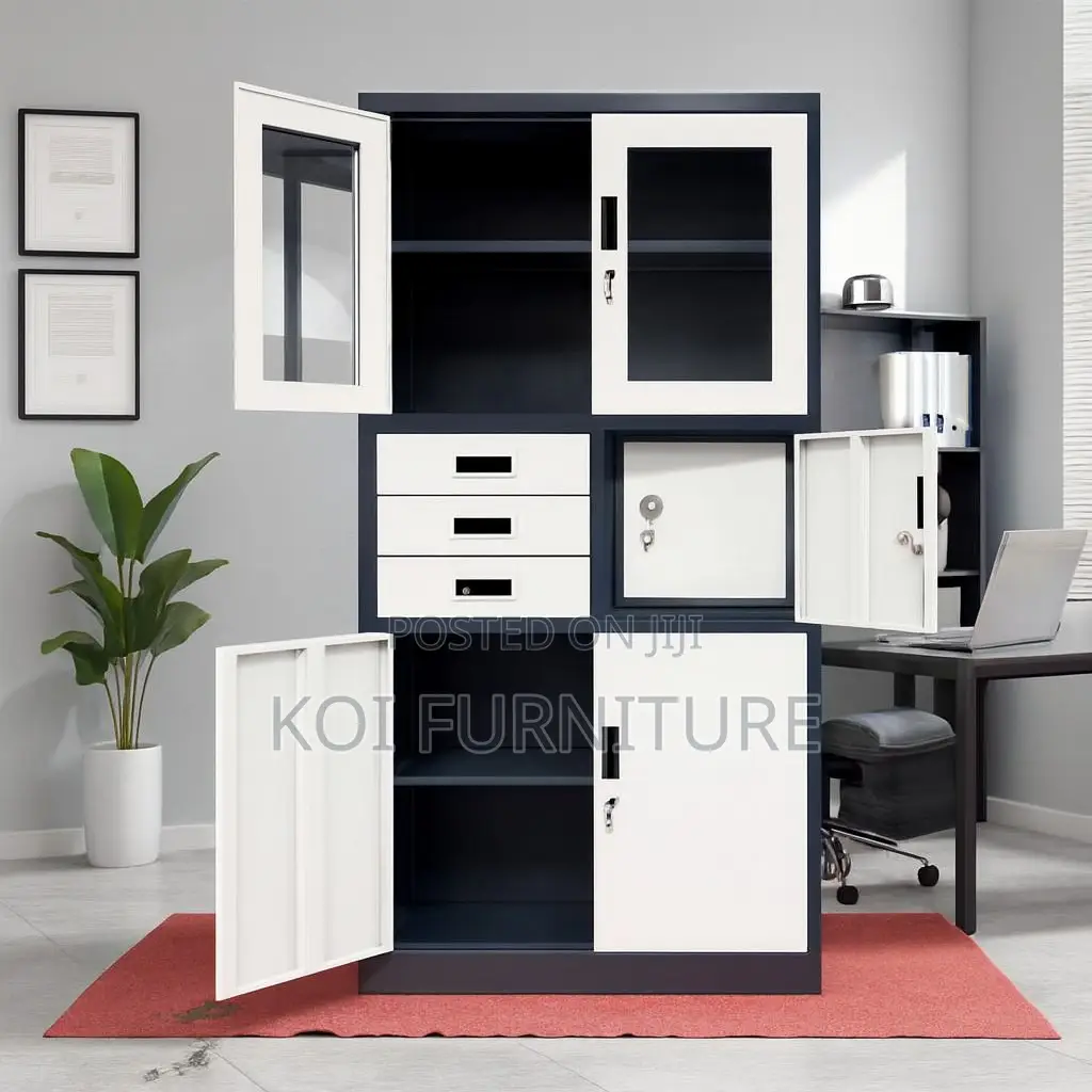 Office Cabinet; Gray Executive Cabinet With Safe