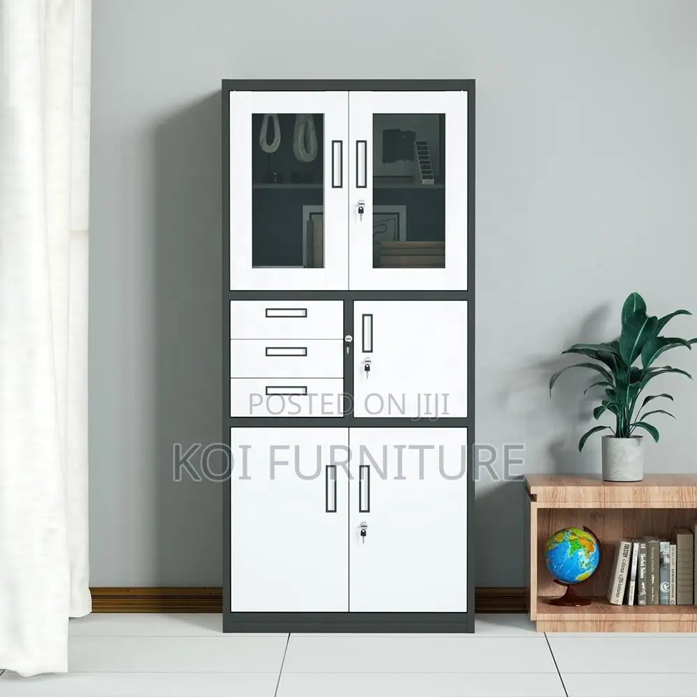 Office Cabinet; Gray Executive Cabinet With Safe