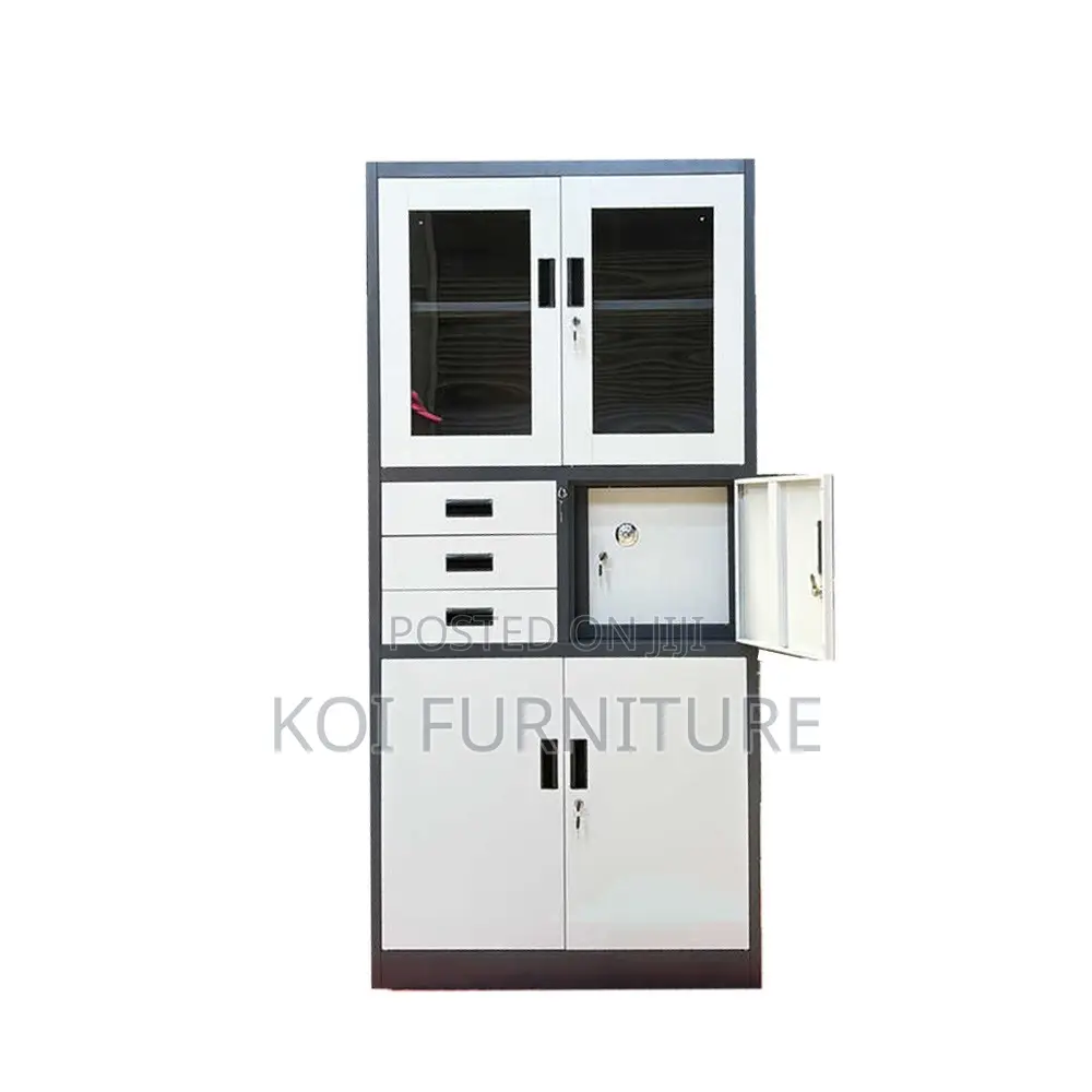 Office Cabinet; Gray Executive Cabinet With Safe